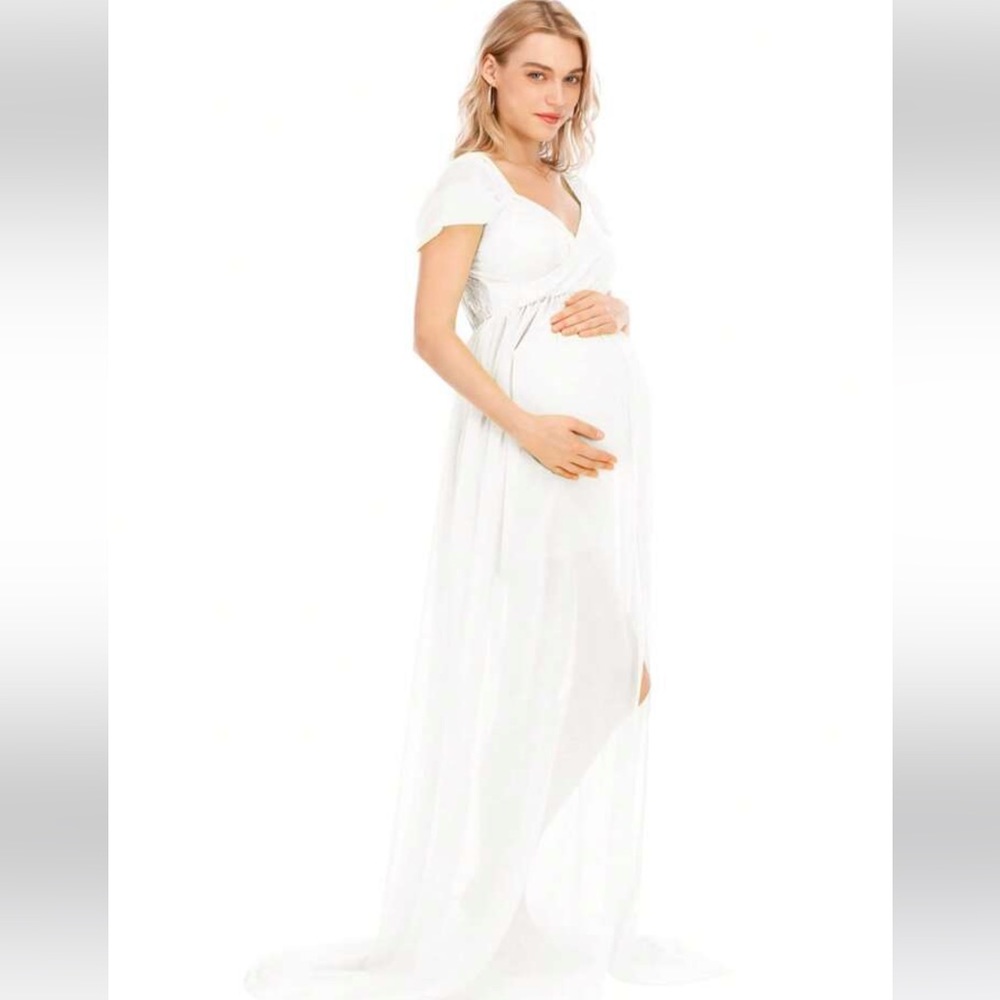 Maternity Off-Shoulder Floor-Length Dress - Picture 7 of 12